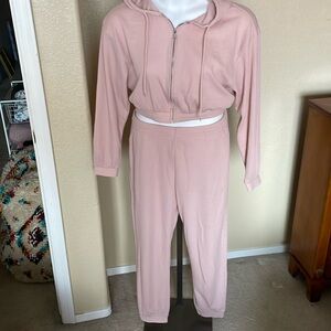 H&M Divided pink waffled size M 2 piece lounge track suite pant & hooded top